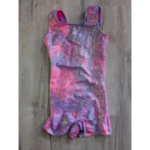 Destira Purple Pink Glitter Cosmic Sparkle Gymnastics Unitard, Small (V8)